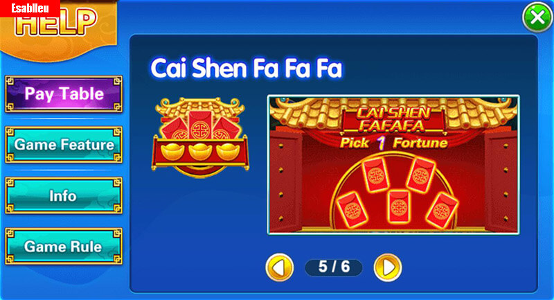 Cai Shen Fishing Paytable