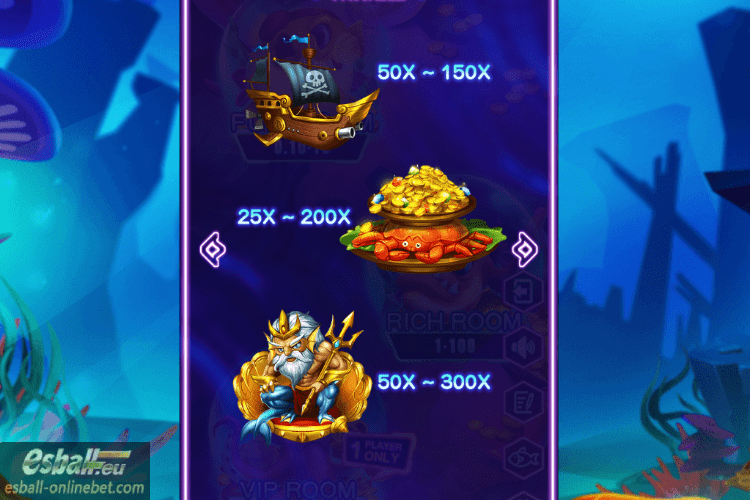 Ocean King's Treasure Paytable 25X-300X