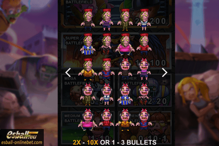 Zombie Bonus Paytable 2X-10X Zombie Bonus Paytable 2X-10X