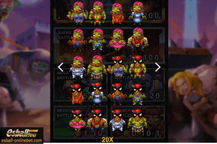 Zombie Bonus Paytable 20X Zombie Bonus Paytable 20X