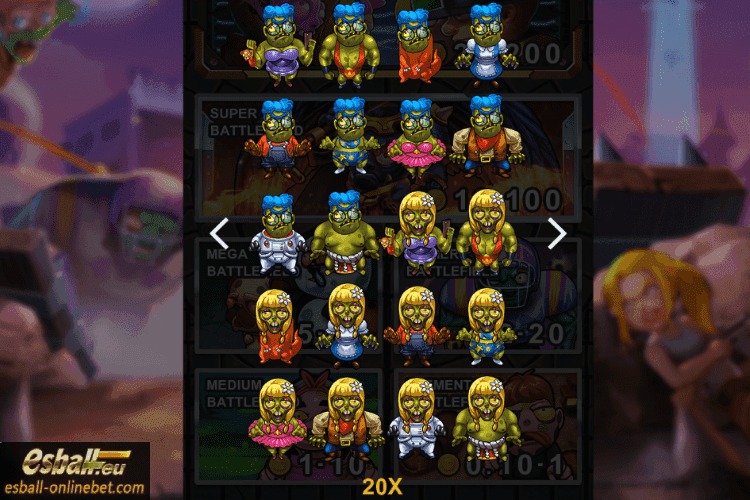 Zombie Bonus Paytable 20X Zombie Bonus Paytable 20X