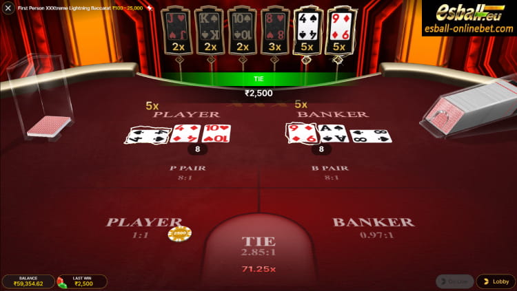 First Person XXXtreme Lightning Baccarat Evolution Big Win