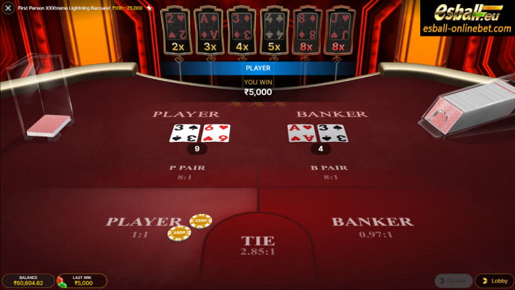 First Person XXXtreme Lightning Baccarat Evolution Big Win