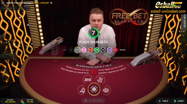 Infinite Free Bet Blackjack Evolution Online Casino India
