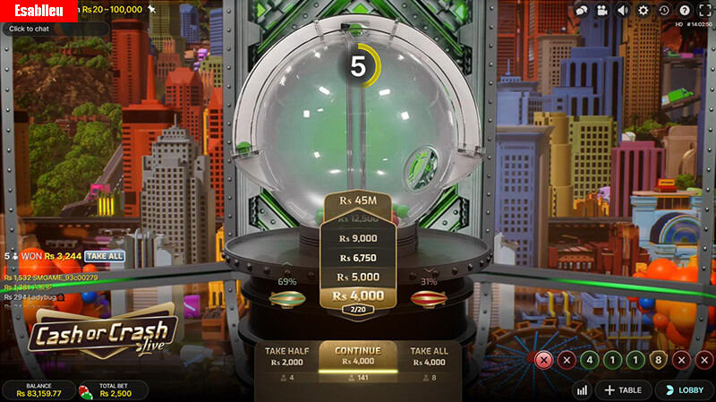 Cash Or Crash Live Casino Game