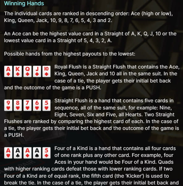 Extreme Texas Hold’em Winning Hands Extreme Texas Hold’em Winning Hands