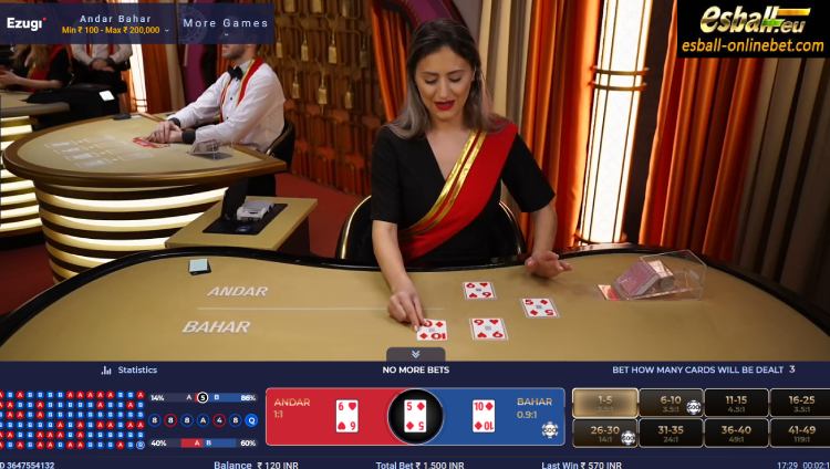 Play Ezugi Andar Bahar Live Casino Games with EZ Side Bets Tricks