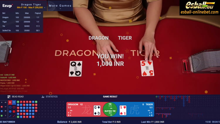 Ezugi Live Dragon Tiger Online India Review Ezugi Live Dragon Tiger Online India Review