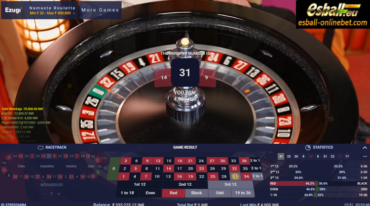 Namaste Roulette, Win Namaste Roulette Ezugi Online Casino Game