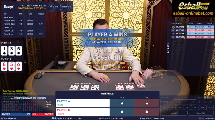Ezugi One Day Teen Patti Live Big Win Ezugi One Day Teen Patti Live Big Win