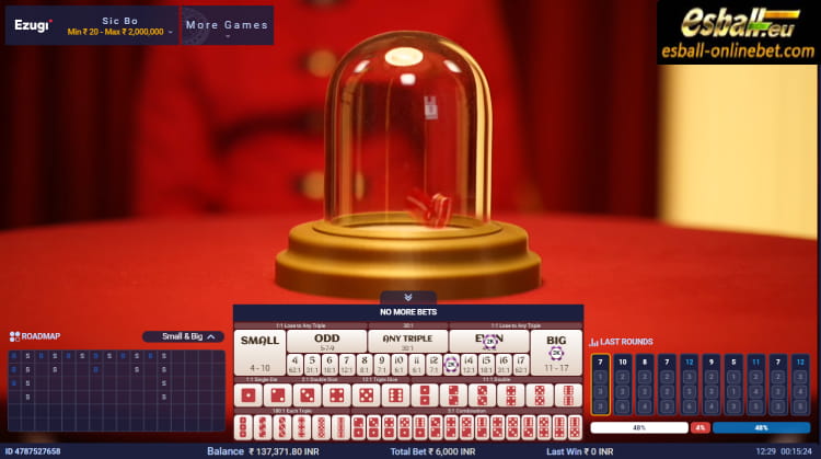 Ezugi Live Sic Bo Online Casino Game Payout and RTP Ezugi Live Sic Bo Online Casino Game Payout and RTP