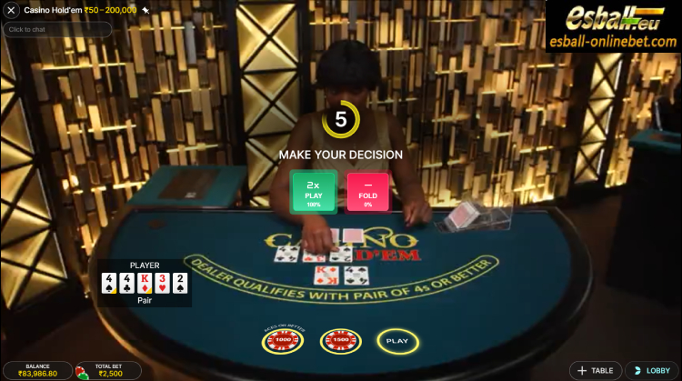 Casino Hold'em, Live Casino Hold'em Poker Evolution Online