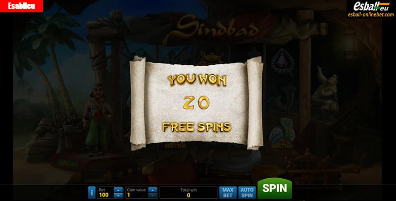 Sindbad Slot Machine Free Spins Bonus
