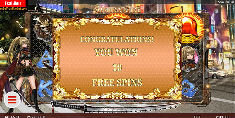 Samurai Girl Slot Machine Free Spins Bonus