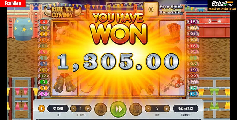 Ride'Em Cowboy Slot Machine Free Spins Bonus