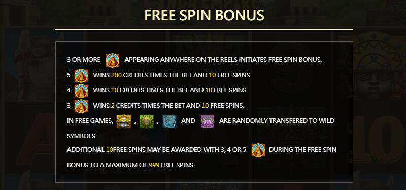Inca Empire Slot Machine Free Spin Bonus