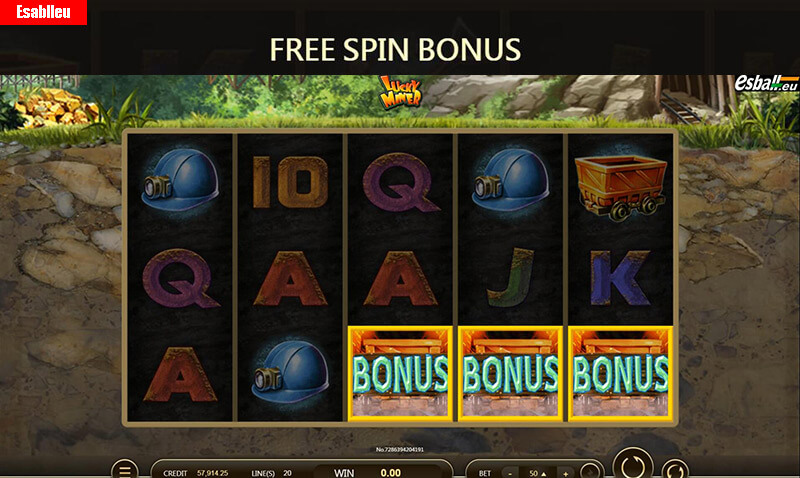 Lucky Miner Slot Machine Free Spin Bonus