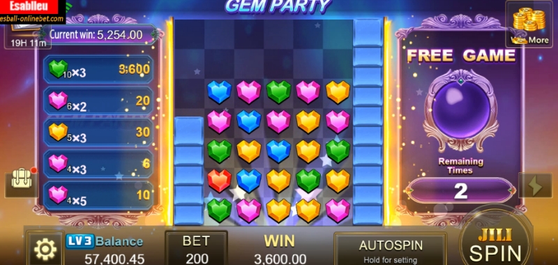 Gem Party Slot Machine Free Spins Bonus Game3