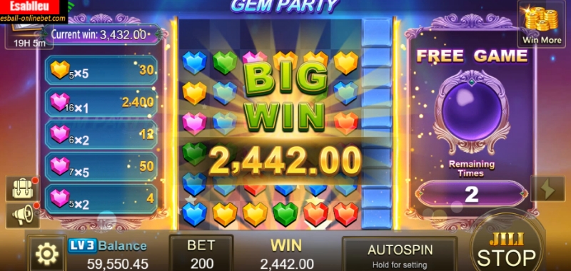 Gem Party Slot Machine Big Win1