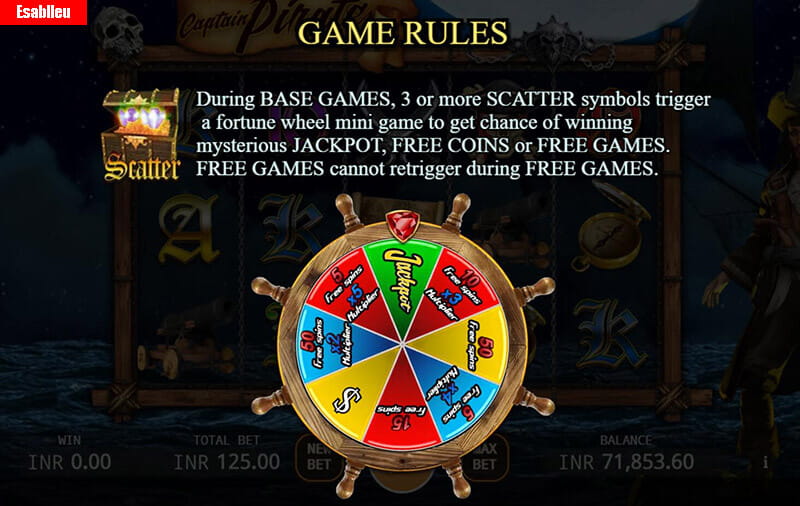 Captain Pirate Slot Machine Free Spins Bonus