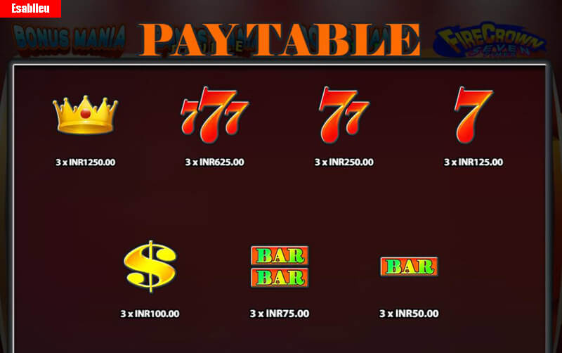 Super Bonus Mania Slot Machine Payouts
