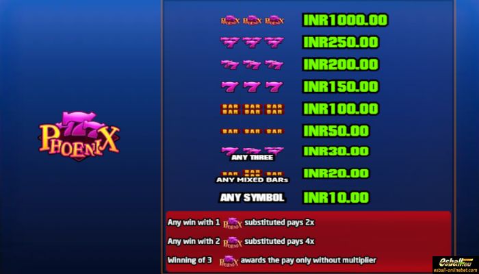 SuperShot 2 Slot Phoenix Paytable SuperShot 2 Slot Phoenix Paytable