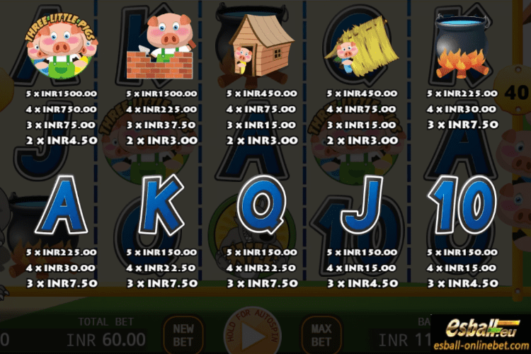 KA Gaming Slot Three Little Pigs Paytable