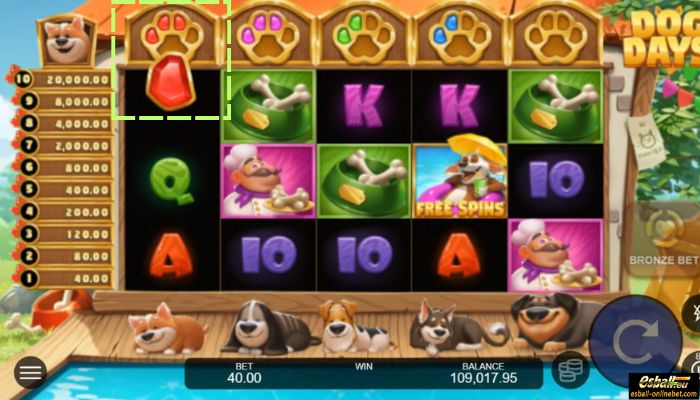 Dog Days Slot Paw Collection Feature