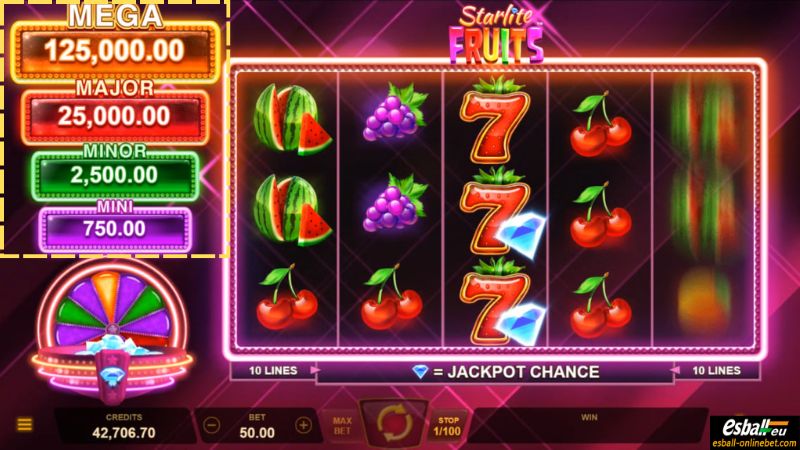 Starlite Fruits Slot Jackpot Wheel Feature