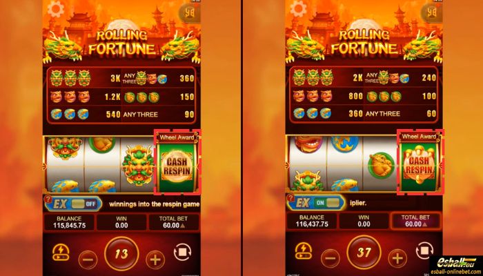 Rolling Fortune Slot Respin Symbols